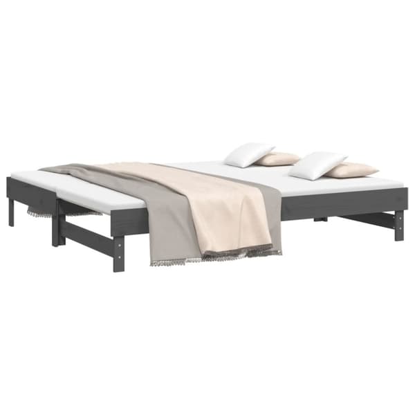 Senge & sengeramme - Living daybed med udtræk 2x(90x200) cm massivt fyrretræ grå