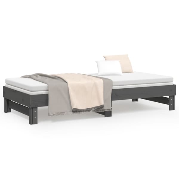 Senge & sengeramme - Living daybed med udtræk 2x(90x200) cm massivt fyrretræ grå
