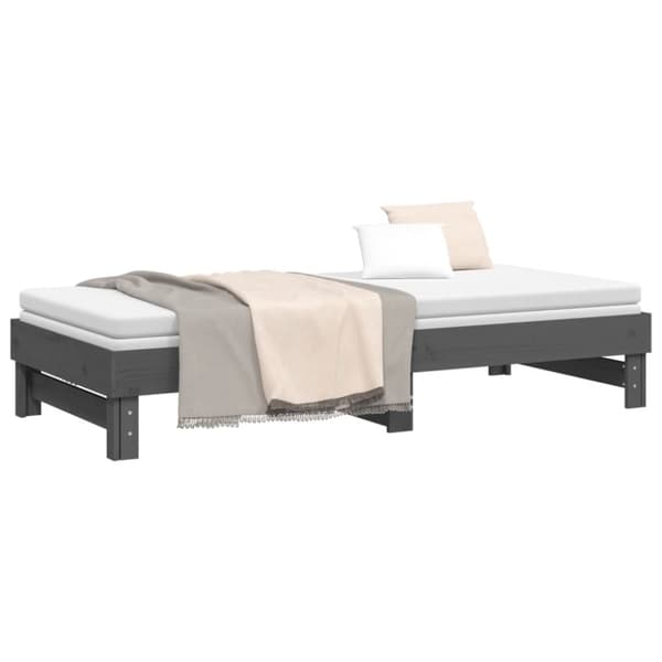 Senge & sengeramme - Living daybed med udtræk 2x(90x200) cm massivt fyrretræ grå