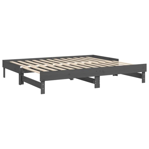 Senge & sengeramme - Living daybed med udtræk 2x(90x200) cm massivt fyrretræ grå