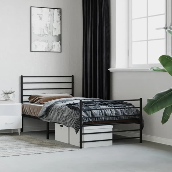 Senge & sengeramme - Living sengeramme med sengegavl og fodgærde 80x200 cm metal sort