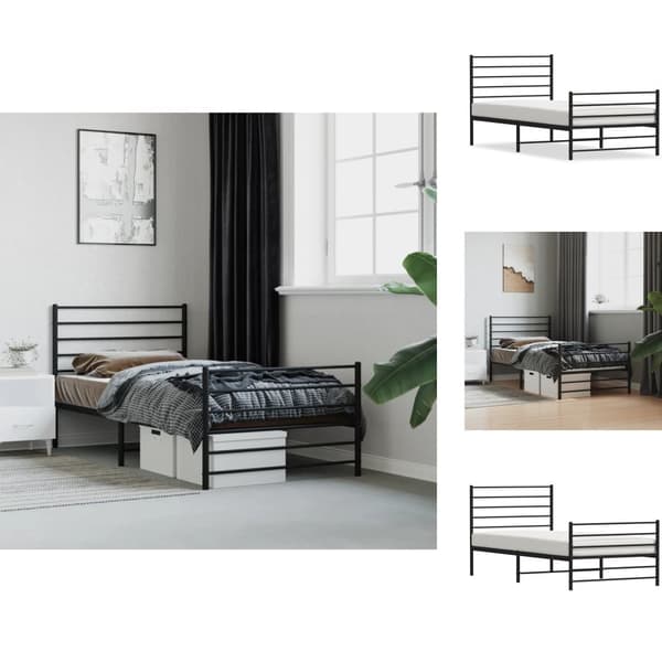 Senge & sengeramme - Living sengeramme med sengegavl og fodgærde 80x200 cm metal sort