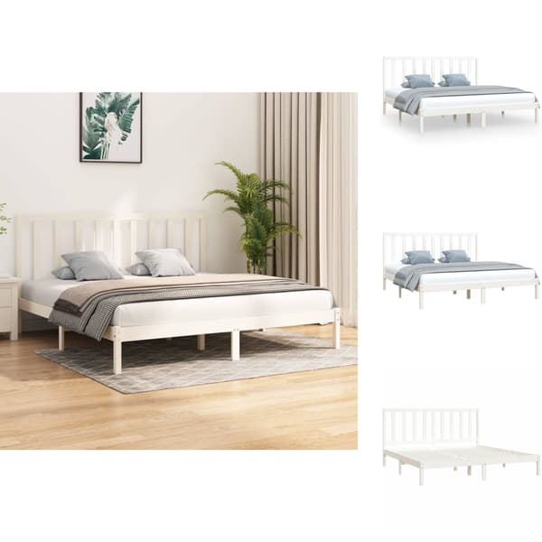 Senge & sengeramme - Living sengeramme 200x200 cm massivt fyrretræ hvid