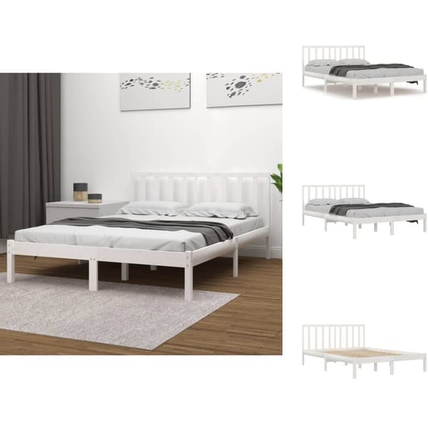 Senge & sengeramme - Living sengeramme 200x200 cm massivt fyrretræ hvid