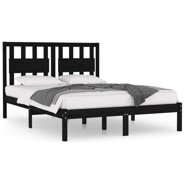 Senge & sengeramme - Living sengeramme 200x200 cm massivt fyrretræ sort