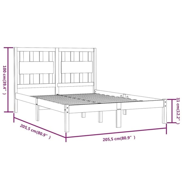 Senge & sengeramme - Living sengeramme 200x200 cm massivt fyrretræ sort