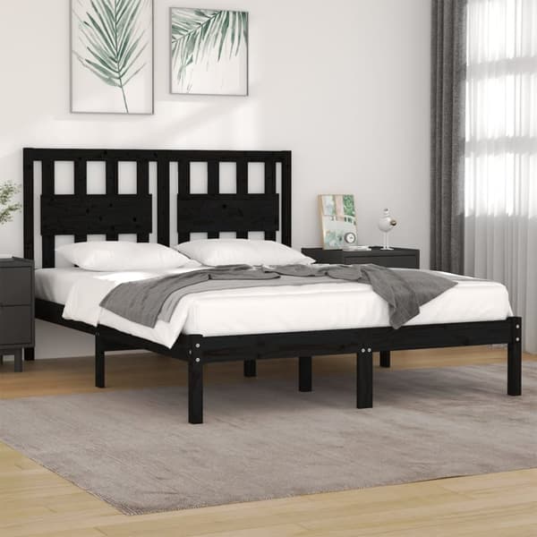Senge & sengeramme - Living sengeramme 200x200 cm massivt fyrretræ sort