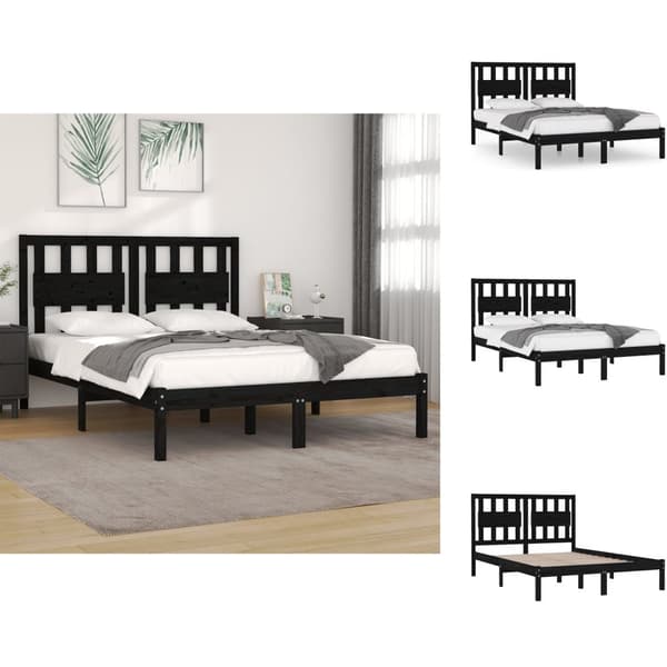 Senge & sengeramme - Living sengeramme 200x200 cm massivt fyrretræ sort