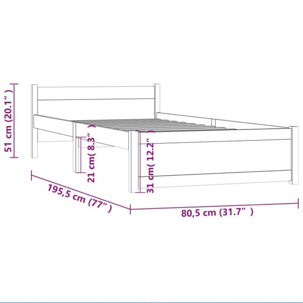 Senge & sengeramme - Living sengeramme 75x190 cm Small Single massivt træ hvid