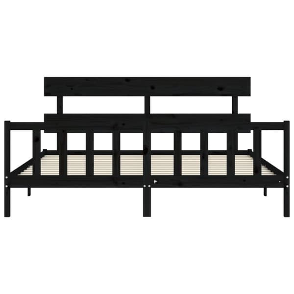 Senge & sengeramme - Living sengeramme med sengegavl 200x200 cm massivt træ sort