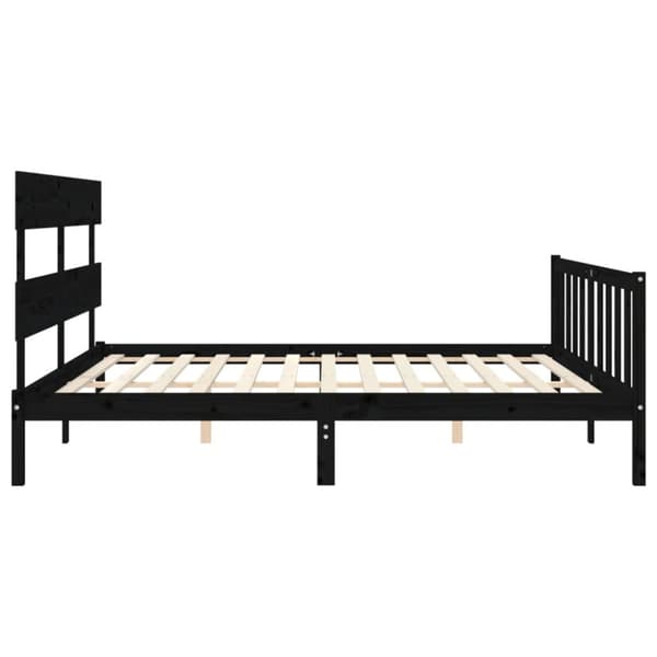 Senge & sengeramme - Living sengeramme med sengegavl 200x200 cm massivt træ sort