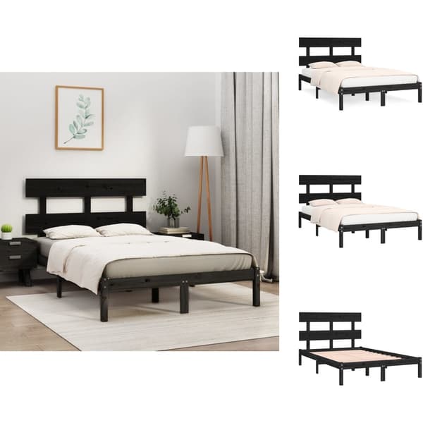 Senge & sengeramme - Living sengeramme 200x200 cm massivt træ sort