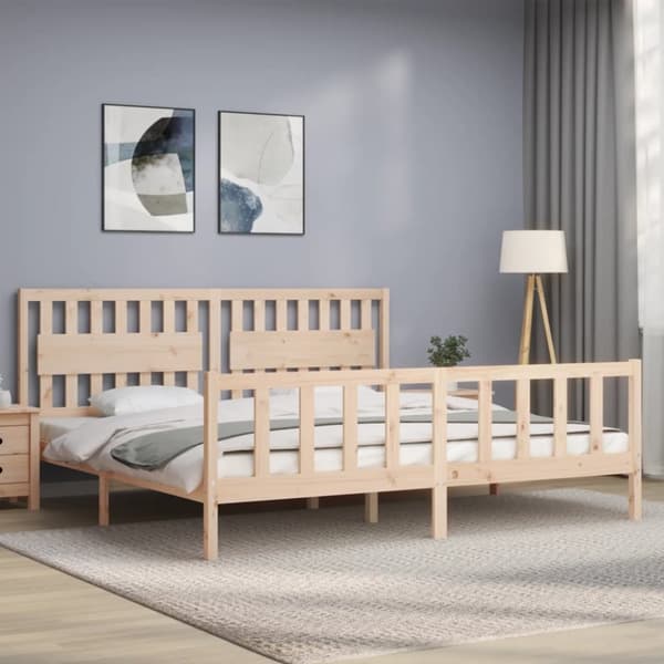 Senge & sengeramme - Living sengeramme med sengegavl 200x200 cm massivt træ