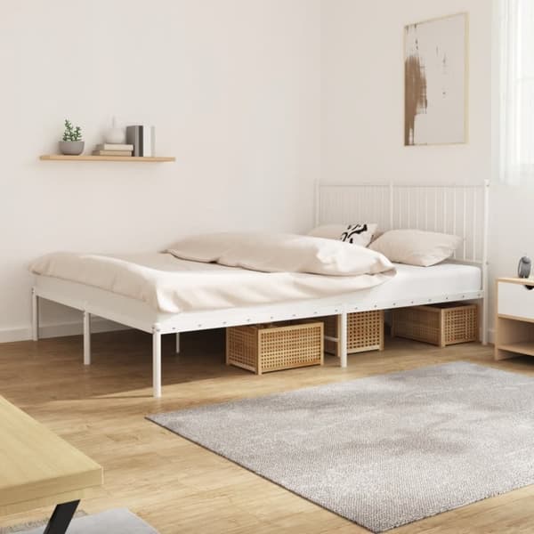 Senge & sengeramme - Living sengeramme med sengegavl 160x200 cm metal hvid