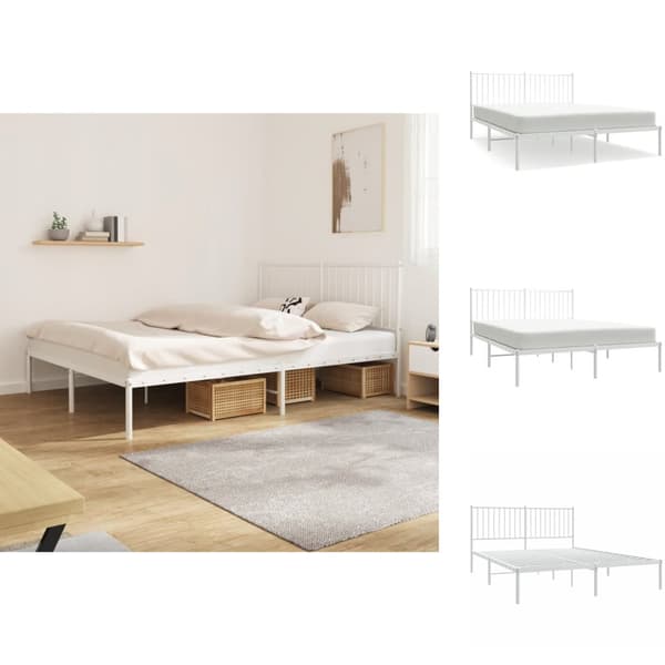 Senge & sengeramme - Living sengeramme med sengegavl 160x200 cm metal hvid