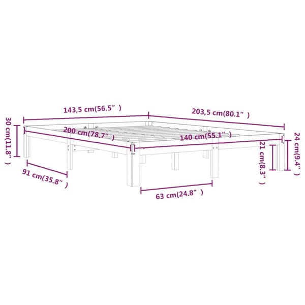 Senge & sengeramme - Living sengeramme 140x200 cm massivt fyrretræ hvid