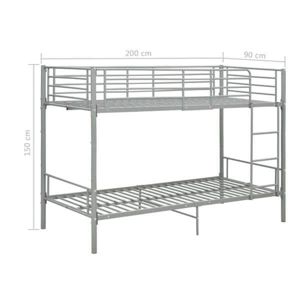 Sängyt & sängynrungot - Living Kerrossänky harmaa metalli 90x200 cm