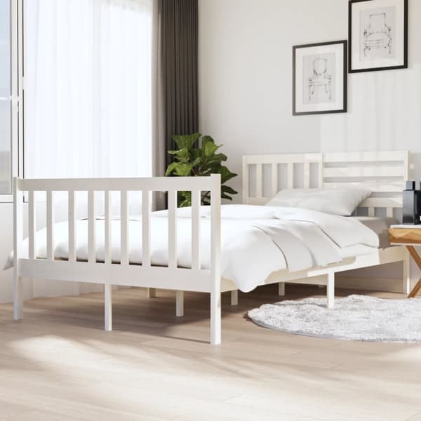 Senge & sengeramme - Living sengeramme 140x190 cm massivt træ hvid