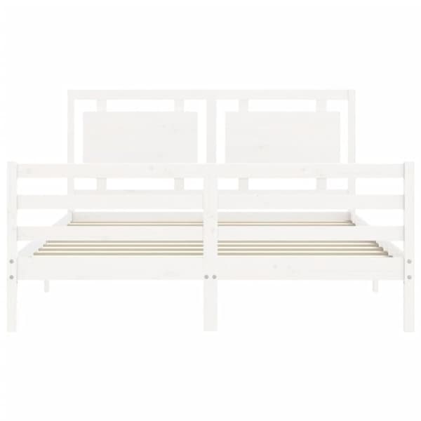Senge & sengeramme - Living sengeramme med sengegavl 160x200 cm massivt træ hvid