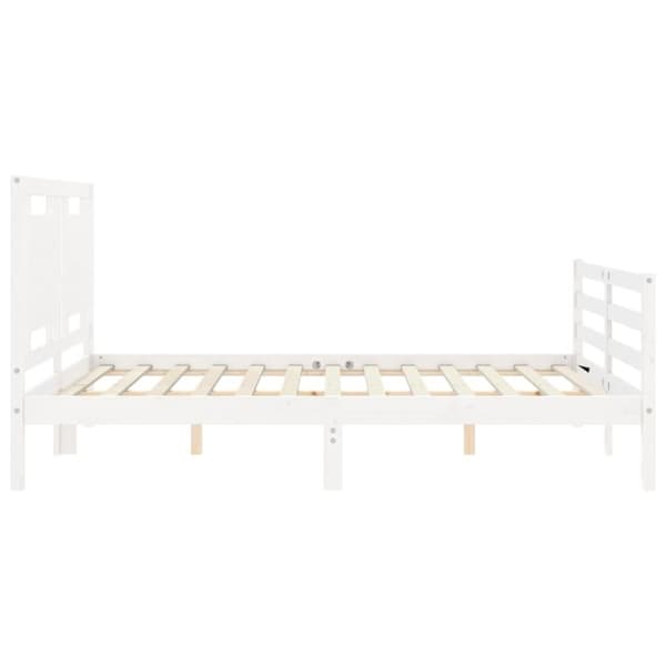 Senge & sengeramme - Living sengeramme med sengegavl 160x200 cm massivt træ hvid