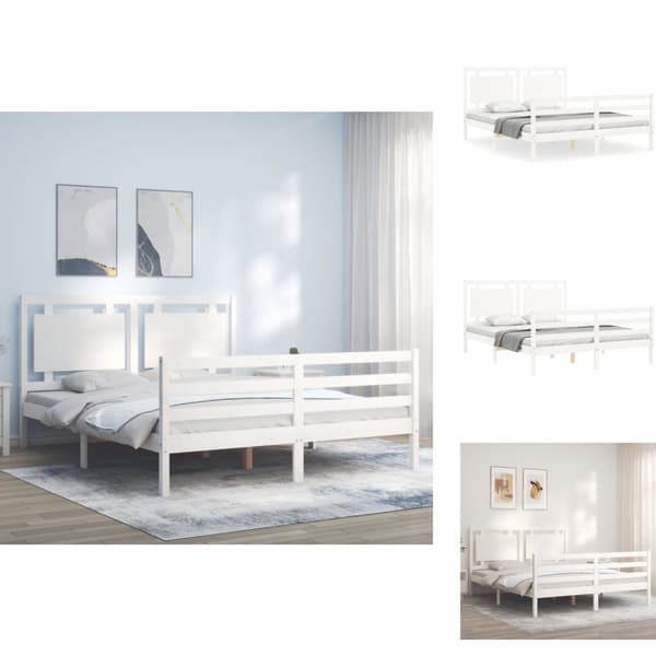 Senge & sengeramme - Living sengeramme med sengegavl 160x200 cm massivt træ hvid