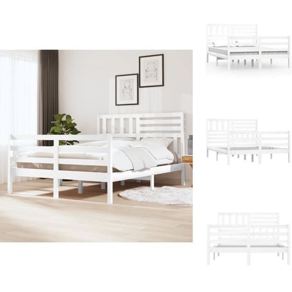 Senge & sengeramme - Living sengeramme 160x200 cm King Size massivt træ hvid