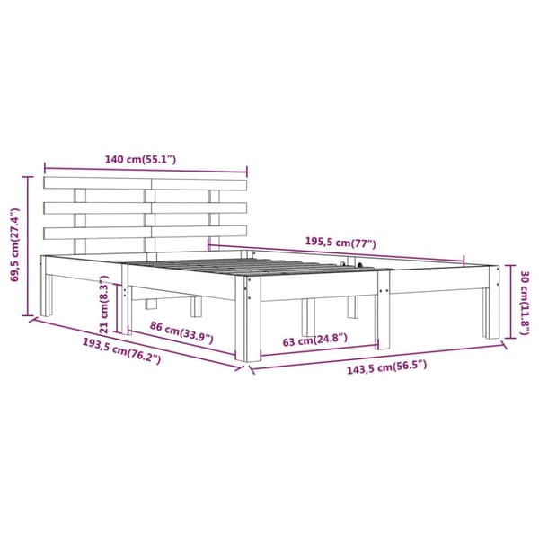 Senge & sengeramme - Living sengeramme 140x190 cm massivt fyrretræ hvid