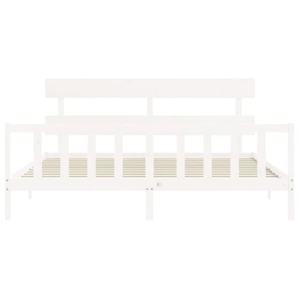 Senge & sengeramme - Living sengeramme med sengegavl 200x200 cm massivt træ hvid