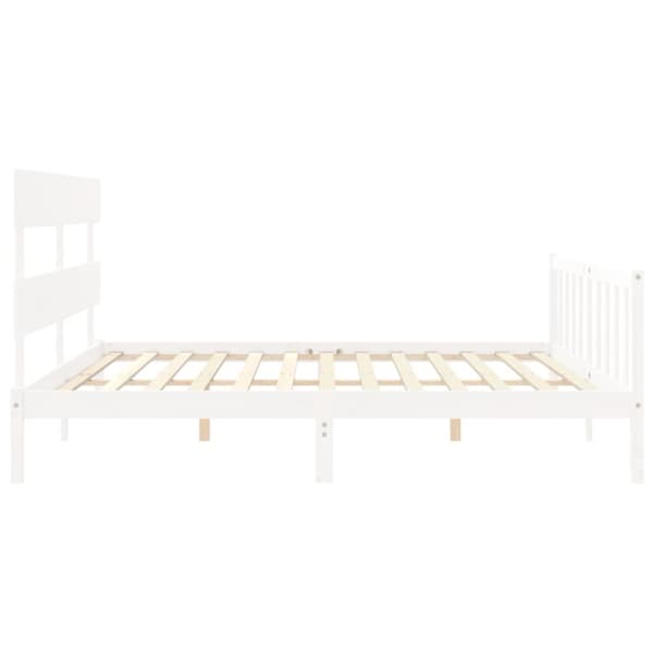Senge & sengeramme - Living sengeramme med sengegavl 200x200 cm massivt træ hvid