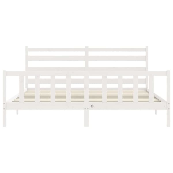 Sängar & sängramar - Living Sängram med huvudgavel vit 200x200 cm massivt trä
