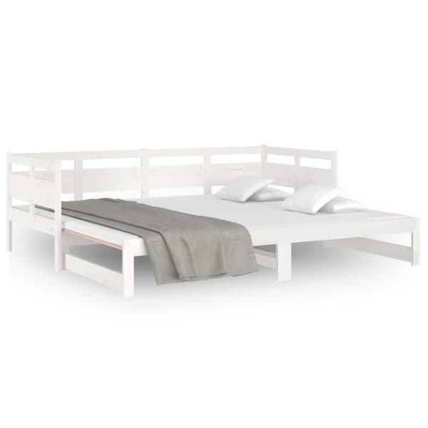 Senge & sengeramme - Living daybed med udtræk 2x(80x200) cm massivt fyrretræ hvid