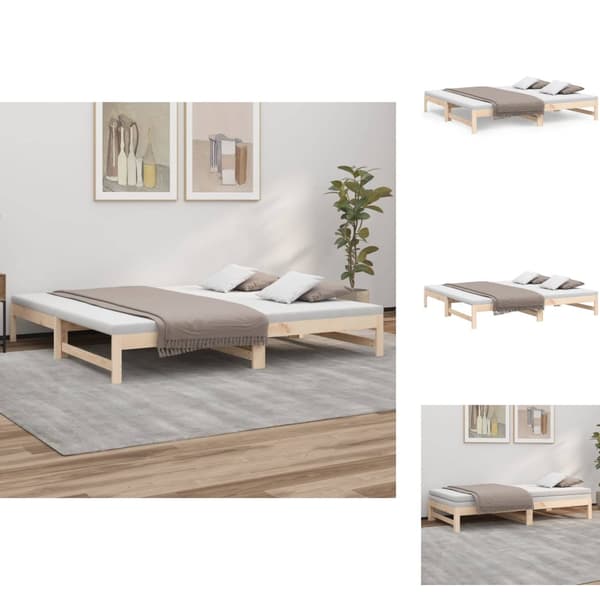 Senge & sengeramme - Living daybed med udtræk 2x(100x200) cm massivt fyrretræ