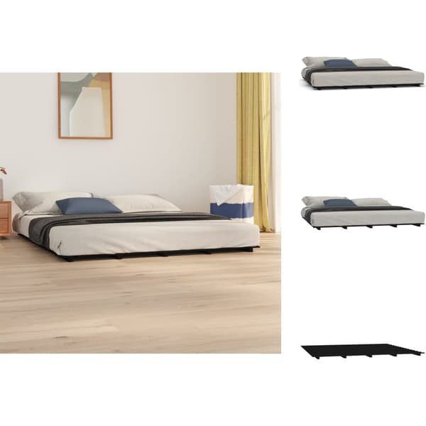 Senge & sengeramme - Living sengeramme 200x200 cm massivt fyrretræ sort