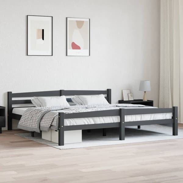 Senge & sengeramme - Living sengestel 200x200 cm massivt fyrretræ mørkegrå