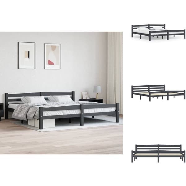 Senge & sengeramme - Living sengestel 200x200 cm massivt fyrretræ mørkegrå