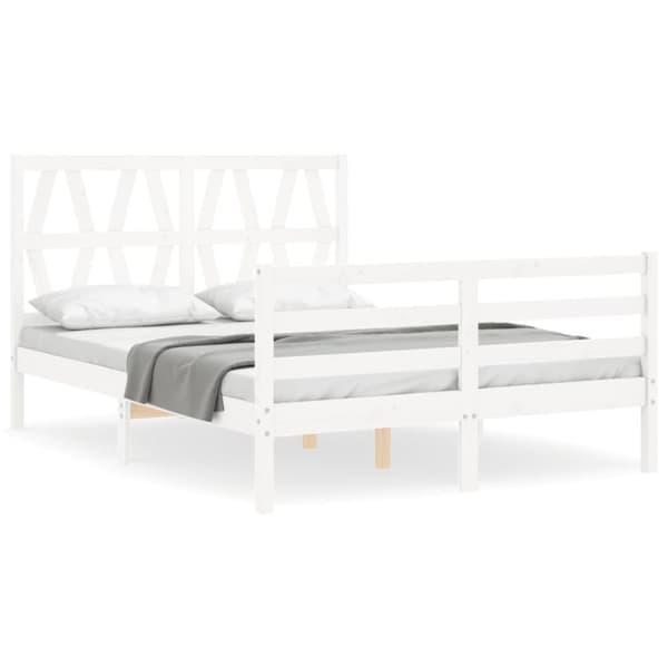 Senge & sengeramme - Living sengeramme med sengegavl 120x200 cm massivt træ hvid