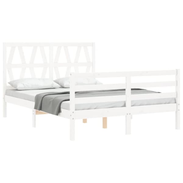 Senge & sengeramme - Living sengeramme med sengegavl 120x200 cm massivt træ hvid