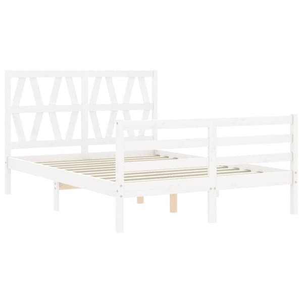 Senge & sengeramme - Living sengeramme med sengegavl 120x200 cm massivt træ hvid