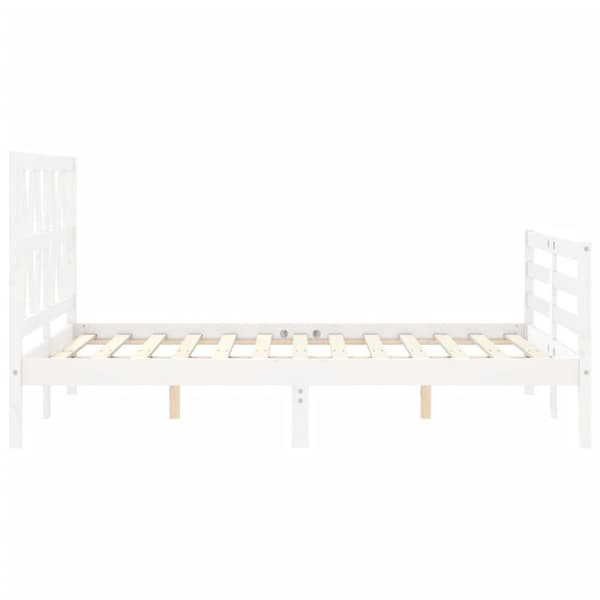 Senge & sengeramme - Living sengeramme med sengegavl 120x200 cm massivt træ hvid