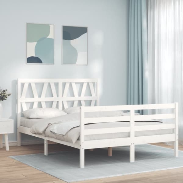 Senge & sengeramme - Living sengeramme med sengegavl 120x200 cm massivt træ hvid