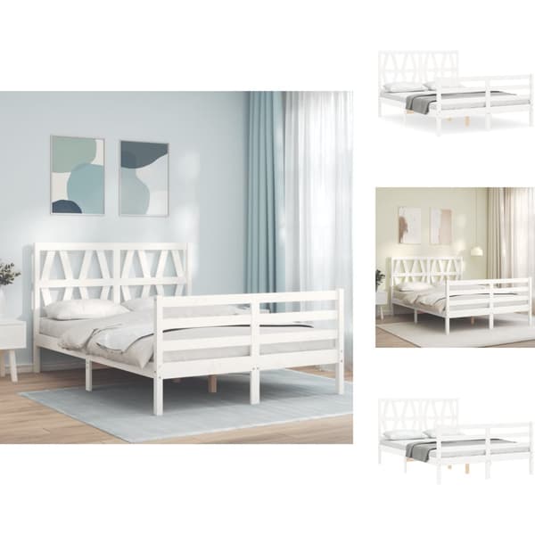 Senge & sengeramme - Living sengeramme med sengegavl 120x200 cm massivt træ hvid