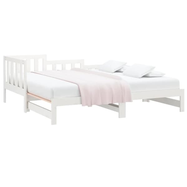 Senge & sengeramme - Living daybed med udtræk 2x(90x190) cm massivt fyrretræ hvid