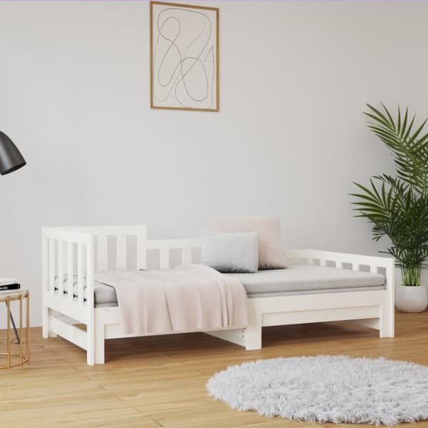 Senge & sengeramme - Living daybed med udtræk 2x(90x190) cm massivt fyrretræ hvid