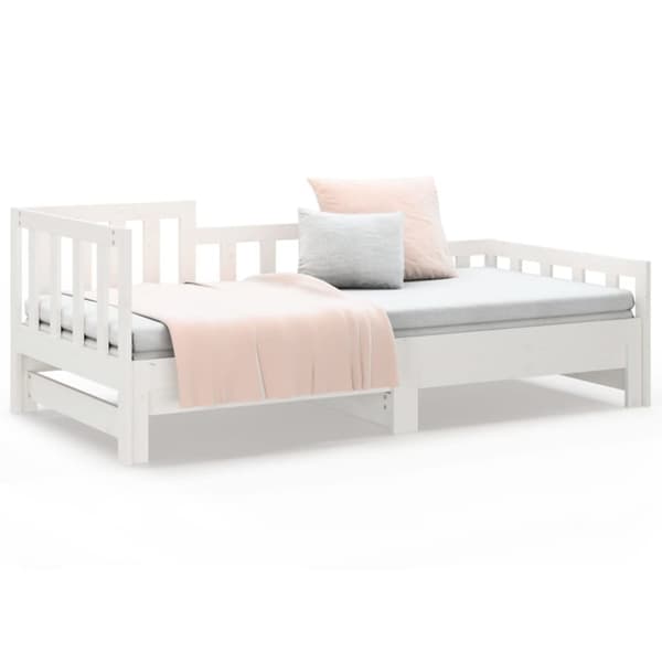 Senge & sengeramme - Living daybed med udtræk 2x(90x190) cm massivt fyrretræ hvid