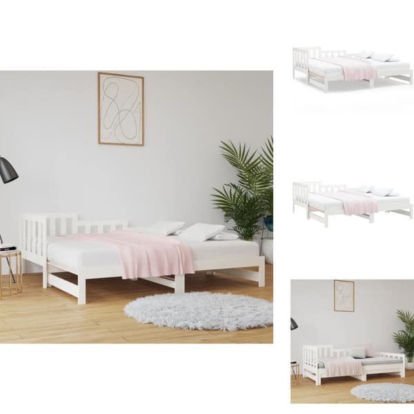 Senge & sengeramme - Living daybed med udtræk 2x(90x190) cm massivt fyrretræ hvid