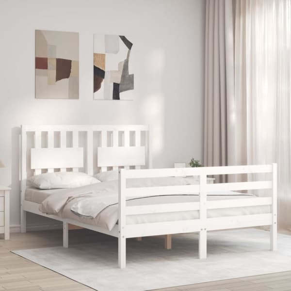 Senge & sengeramme - Living sengeramme med sengegavl Small Double massivt træ hvid