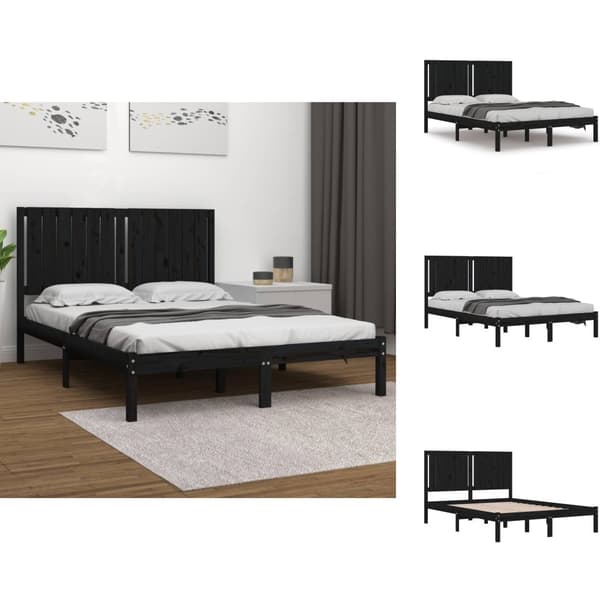 Sängyt & sängynrungot - Living Sängynrunko musta täysi mänty 140x190 cm