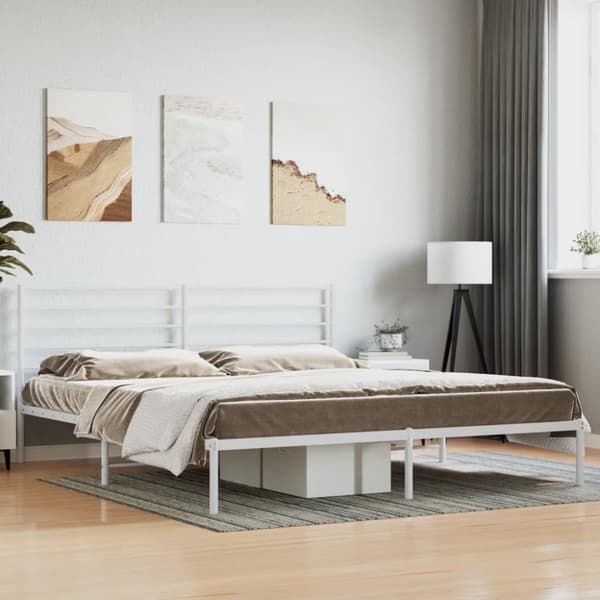 Senge & sengeramme - Living sengeramme med sengegavl 180x200 cm metal hvid