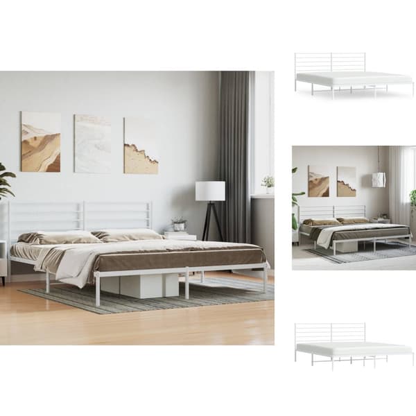 Senge & sengeramme - Living sengeramme med sengegavl 180x200 cm metal hvid