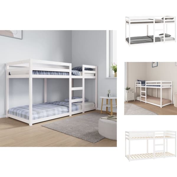 Sängar & sängramar - Living Våningssäng vit 80x200 cm massiv furu